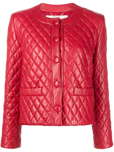 Adam Lippes Quilted Leather Jacket - Atterley In Poppy