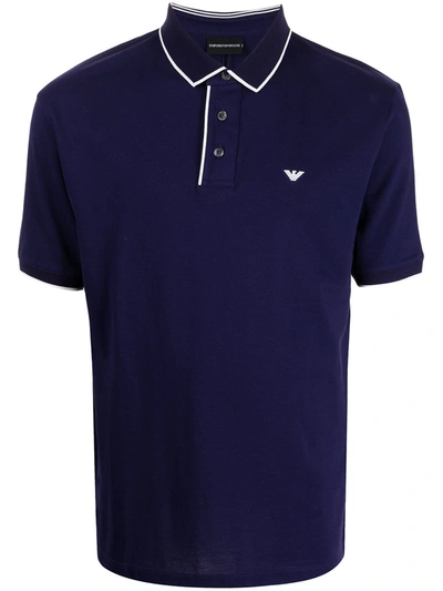 Emporio Armani Logo-embroidered Cotton Polo Shirt In Grey