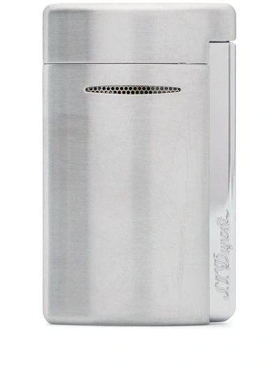 St Dupont Minijet Brushed-chrome Lighter In Silber