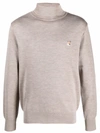 Maison Kitsuné Roll-neck Fine-knit Jumper In Nude