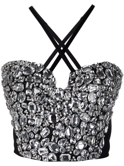 Dolce & Gabbana Crystal-embellished Cropped Top In Schwarz