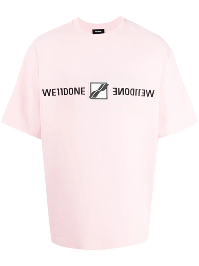 We11 Done Logo-print Crewneck T-shirt In Rosa