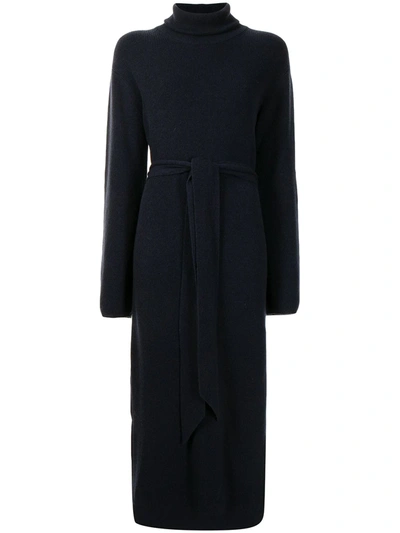 Nanushka Canaan Belted Knitted Dress In Navy