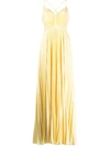 A.l.c Pleated Cross-strap Maxi Dress In Gelb