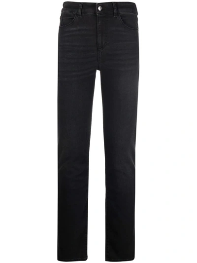 Emporio Armani Logo-patch Skinny Trousers In Schwarz