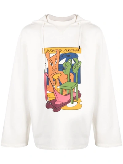 Opening Ceremony White Animal Chairs Print Hoodie In Off White Multi