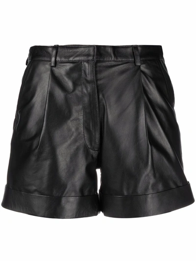 Manokhi Jett High-waisted Leather Shorts In Schwarz