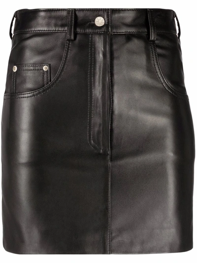 Manokhi Five-pocket Leather Mini Skirt In Schwarz