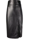 Manokhi Laura Leather Pencil Skirt In Schwarz