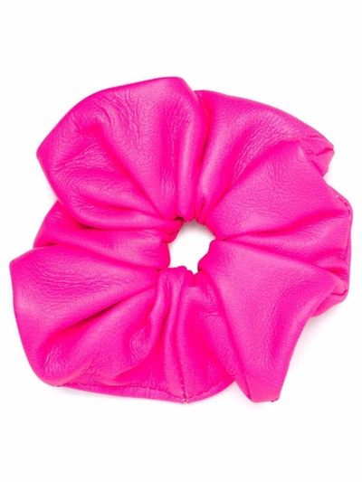 Manokhi Elasticated Ruched Leather Scrunchie In Rosa