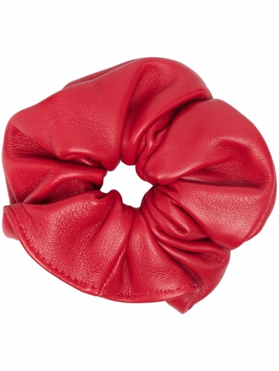 Manokhi Ruched Leather Scrunchie In Rot