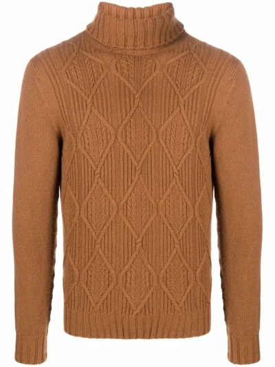 Drumohr Chunky Turtleneck Cashmere Jumper In Braun