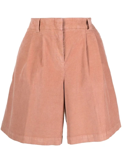 Pt01 A-line Corduroy Shorts In Rosa Antico