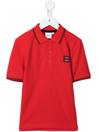 Bosswear Kids' Logo-patch Polo Shirt In Red