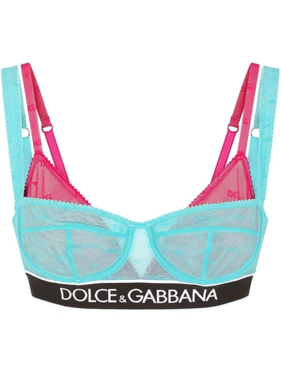 Dolce & Gabbana Layered Tulle Bra Top In Blue