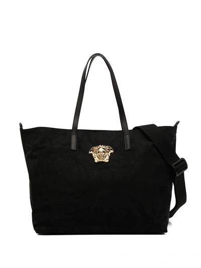 Versace Medusa Plaque Changing Bag In Black