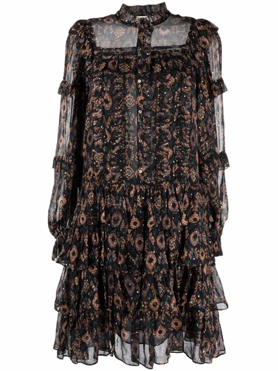 Ulla Johnson Embroidered Ruffle Shirt Dress In Black