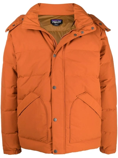 Patagonia Downdrift Recycled Netplus Down Hooded Jacket In Red