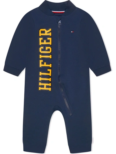 Tommy Hilfiger Junior Babies' Logo-print Cotton Romper In Blue