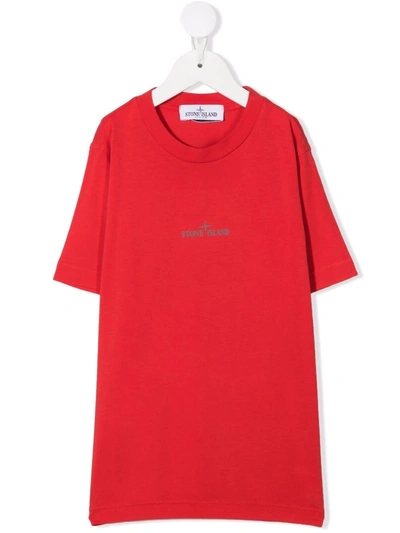 Stone Island Junior Kids' Logo Crew-neck T-shirt In Red