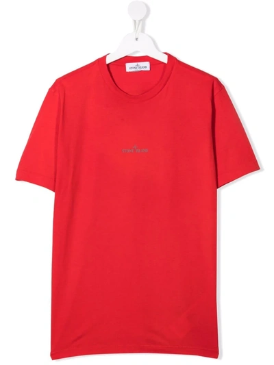 Stone Island Junior Teen Logo Crew-neck T-shirt In Red