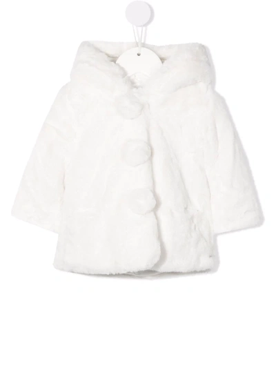 Tartine Et Chocolat Babies' Faux-fur Hooded Coat In White