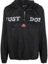 Just Don Black Logo-print Hooded Windbreaker In Black