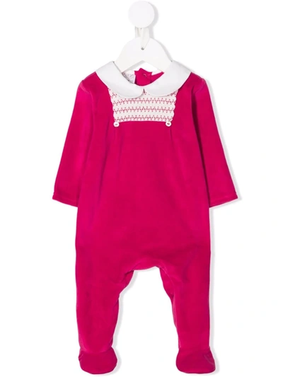 Paz Rodriguez Babies' Contrast-trimmed Jersey Pajama In Red