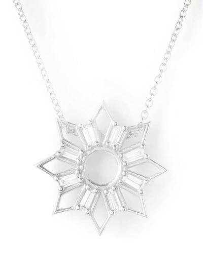 The Alkemistry 18kt White Gold Sun Diamond Necklace In Silber