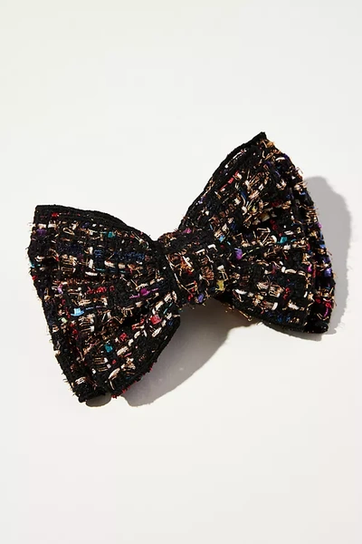 Anthropologie Tweed Bow Hair Clip In Black