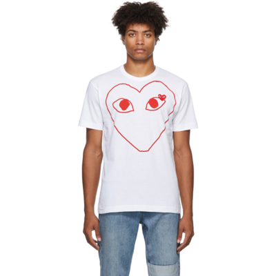 Comme Des Garçons Play Double Heart T-shirt In White