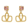 Valentino Logo 18ct Yellow-gold Plated Metal And Crystal Earrings In 0v3 Gold 18/light Ro