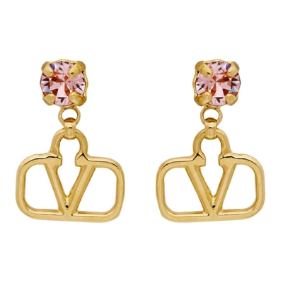 Valentino Garavani Logo 18ct Yellow-gold Plated Metal And Crystal Earrings