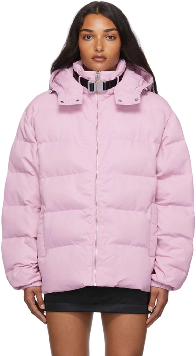 Alyx Buckle Strap Puffer Jacket In Pink