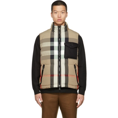 Burberry “romford”格纹印花科技织物羽绒服 In Beige,black