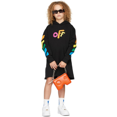 Off-white Kids' Watercolor Rounded Off Logo Hoodie In Black