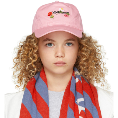 Off-white Floral-embroidered Baseball Cap In Pink