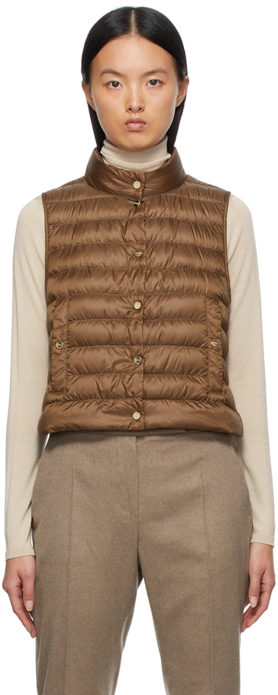 Max Mara Down Quilted Trej Vest In 073 Tobacco