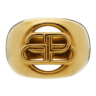 Balenciaga Bb Signet Ring Aus Vergoldetem Messing In Gold