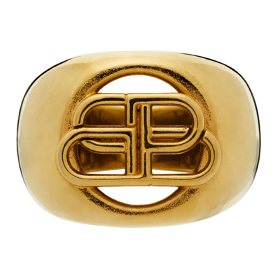 Balenciaga Bb Signet Ring Aus Vergoldetem Messing In New