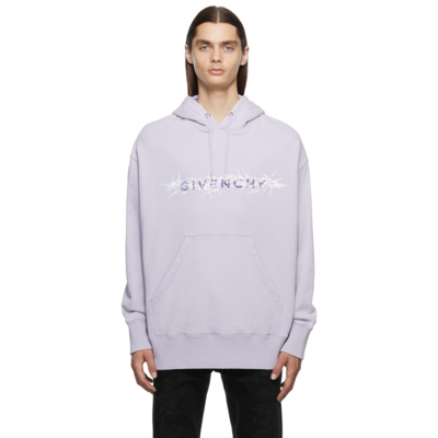 Givenchy Raised Logo Barbed Wire Graphic Hoodie In Lilac
