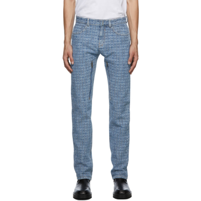 Givenchy Man 4g Jeans In Light Wash Blue Denim With Zip
