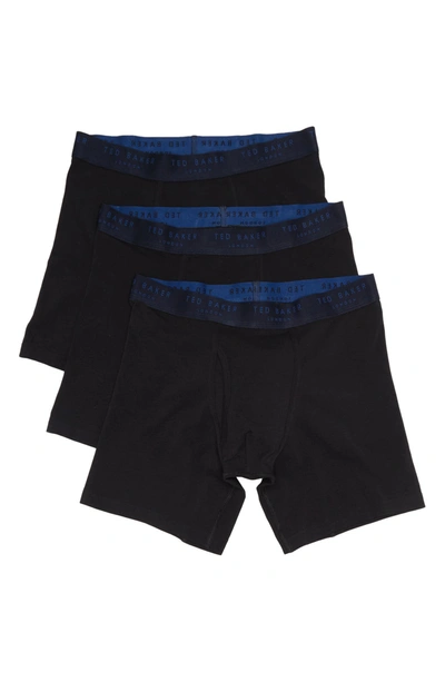 Ted Baker Cotton Stretch Boxer Briefs In Black/ Black
