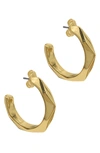 ADORNIA 14K GOLD PLATED FACETED HOOP EARRINGS