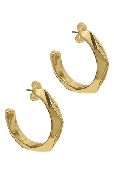 Adornia 14k Gold Plated Faceted Hoop Earrings In Yellow