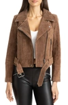 Blanknyc Suede Moto Jacket In Caramel Macchiato