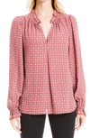 Max Studio Printed Crepe Long Sleeve Top In Tehensqp