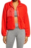 Fp Movement Free People  Hit The Slopes Fleece Jacket In Cardinal Red