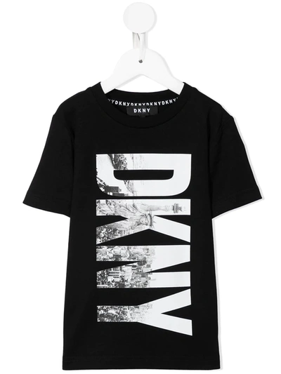 Dkny Logo Print T-shirt In 黑色