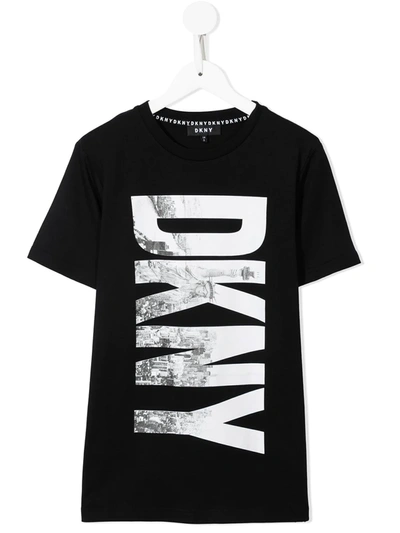 Dkny Teen Logo Print T-shirt In 黑色